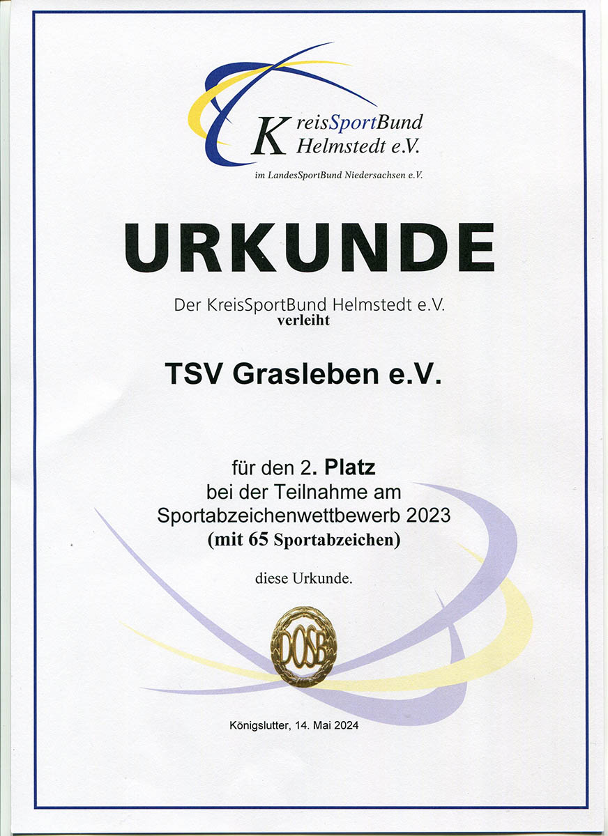 Urkunde Sportabzeichenwettbewerb